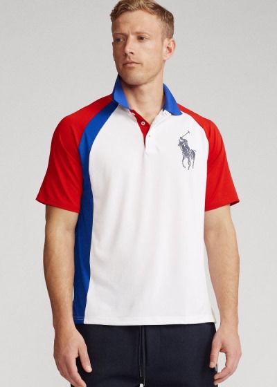 Men's Polo Ralph Lauren Big Pony Tech Piqué Polo Shirts | 015873XZS